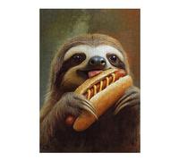 Puzzles pour Adultes38x26cm/1000pcs Sloth Eating Hot Dog Puzzle, Jouet, Décoration Murale, Défi Difficile, Idéal comme Cadeau pour Toute La Famille 38x26cm/1000pcs