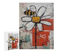 Puzzles pour Adultes500 PCS Abstract Bee on Flower Art Print Puzzles pour Adolescents pour S'amuser en Famille Difficile Et Stimulant Un pour Les Jeux 500 PCS