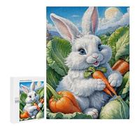 Puzzles pour Adultes500 PCS Adorable Bunny with Carrots Puzzles pour Adolescents Jeux Relaxants pour S'amuser en Famille Activités Amusantes À La Maison 500 PCS