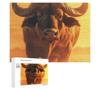 Puzzles pour Adultes500 PCS African Buffalo Sunset Portrait Puzzle, Jeu De Réflexion Et De Logique, Idéal comme Cadeau pour Toute La Famille 500 PCS