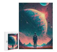 Puzzles pour Adultes500 PCS Astronaut Gazing at Planets -5 Puzzle Décoratif Mural - Niveau Difficile - Idéal comme Cadeau pour Toute La Famille 500 PCS