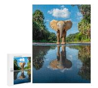 Puzzles pour Adultes500 PCS Baby Elephant Reflection Puzzles pour Adultes Cadeau d'anniversaire Difficile Et Stimulant Cadeaux d'anniversaire Uniques 500 PCS