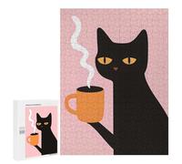 Puzzles pour Adultes500 PCS Black Cat Coffee - Funny Cat Puzzle, Jeu De Réflexion Et De Logique, Idéal comme Cadeau pour Toute La Famille 500 PCS