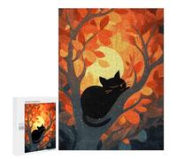 Puzzles pour Adultes500 PCS Black Cat Sleeping in Autumn Tree Puzzles pour Adultes À Monter Soi-même - Découpe De Précision - Idée Cadeau pour Toute La Famille 500 PCS