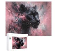 Puzzles pour Adultes500 PCS Black Panther with Pink Hues Puzzle, Jeu De Réflexion Et De Logique, Idéal comme Cadeau pour Toute La Famille 500 PCS