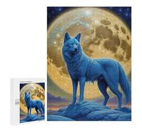 Puzzles pour Adultes500 PCS Blue Wolf Moon Puzzle Décoratif Mural - Niveau Difficile - Idéal comme Cadeau pour Toute La Famille 500 PCS