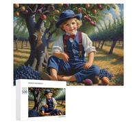 Puzzles pour Adultes500 PCS Boy in Orchard with Fruit Puzzle Décoratif Mural - Niveau Difficile - Idéal comme Cadeau pour Toute La Famille 500 PCS