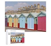 Puzzles pour Adultes500 PCS Brightly Colored Beach Huts in Brighton, England Puzzles pour Adultes - Décoration Murale - Loisirs À La Maison - Activités Amusantes À Faire chez Soi 500 PCS