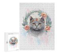 Puzzles pour Adultes500 PCS British Shorthair Cat Art Puzzle, Jeu De Réflexion Et De Logique, Idéal comme Cadeau pour Toute La Famille 500 PCS