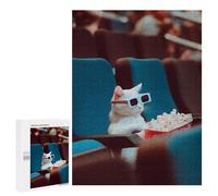 Puzzles pour Adultes500 PCS Cat with 3D Glasses in Cinema Puzzles pour Adultes - Jeu De Réflexion, Analyse Et Logique - Cadeaux Anti-Stress 500 PCS