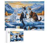 Puzzles pour Adultes500 PCS Cats in Winter Wonderland Puzzle Décoratif Mural - Niveau Difficile - Idéal comme Cadeau pour Toute La Famille 500 PCS