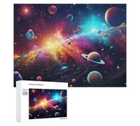 Puzzles pour Adultes500 PCS Colorful Cosmic Scene with Planets Puzzle Décoratif Mural - Niveau Difficile - Idéal comme Cadeau pour Toute La Famille 500 PCS
