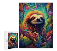 Puzzles pour Adultes500 PCS Colorful Sloth Illustration Puzzle Décoratif Mural - Niveau Difficile - Idéal comme Cadeau pour Toute La Famille 500 PCS