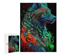 Puzzles pour Adultes500 PCS Colorful Wolf Artwork -1 Puzzle Décoratif Mural - Niveau Difficile - Idéal comme Cadeau pour Toute La Famille 500 PCS