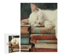 Puzzles pour Adultes500 PCS Cozy Cat on Books Puzzles pour Adolescents pour S'amuser en Famille Difficile Et Stimulant Un pour Les Jeux 500 PCS