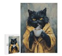 Puzzles pour Adultes500 PCS Cozy Cat with Coffee Mug Puzzles pour Adultes Cadeau d'anniversaire Difficile Et Stimulant Cadeaux d'anniversaire Uniques 500 PCS