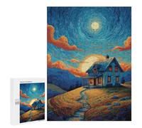Puzzles pour Adultes500 PCS Cozy Moonlit Cottage Scene -1 Puzzles pour Adolescents pour S'amuser en Famille Difficile Et Stimulant Un pour Les Jeux 500 PCS