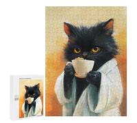 Puzzles pour Adultes500 PCS Cute Cat Drinking Tea Puzzles pour Adultes : des Activités Amusantes en Famille À Faire À La Maison - Un Jeu Familial Stimulant 500 PCS