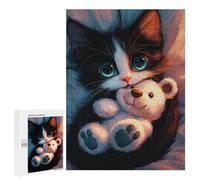 Puzzles pour Adultes500 PCS Cute Kitten with Teddy Bear Puzzles pour Adultes - Décoration Murale - Défi Difficile - Cadeaux Uniques d'anniversaire Et De Noël 500 PCS