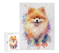 Puzzles pour Adultes500 PCS Cute Pomeranian Spitz Dog Puzzle, Jeu De Réflexion Et De Logique, Idéal comme Cadeau pour Toute La Famille 500 PCS