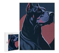Puzzles pour Adultes500 PCS Doberman Pinscher Portrait Illustration Puzzles pour Adolescents, Jouets Anti-Stress, Cadeaux pour Femmes, Activités Amusantes À La Maison 500 PCS