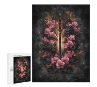 Puzzles pour Adultes500 PCS Dragon Sword with Flowers Art Print Puzzles pour Adolescents pour S'amuser en Famille Difficile Et Stimulant Un pour Les Jeux 500 PCS