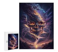 Puzzles pour Adultes500 PCS Electric Storm Skull Artwork Puzzle pour Adultes - Jeu De Réflexion - Assemblage De Motifs - Idée Cadeau Unique pour Un Anniversaire 500 PCS