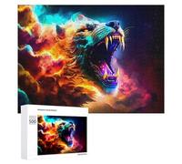Puzzles pour Adultes500 PCS Flaming Tiger Digital Artwork Puzzle Décoratif Mural - Niveau Difficile - Idéal comme Cadeau pour Toute La Famille 500 PCS