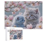 Puzzles pour Adultes500 PCS Floral Kittens Cute Cats in Blossoms Puzzle Décoratif Mural - Niveau Difficile - Idéal comme Cadeau pour Toute La Famille 500 PCS