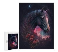 Puzzles pour Adultes500 PCS Galactic Horse with Roses Puzzles pour Adultes Cadeau d'anniversaire Difficile Et Stimulant Cadeaux d'anniversaire Uniques 500 PCS