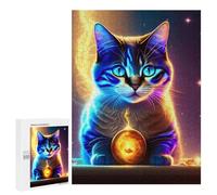 Puzzles pour Adultes500 PCS Glowing Mystic Cat Orb Puzzles pour Adolescents Jeux Relaxants pour S'amuser en Famille Activités Amusantes À La Maison 500 PCS