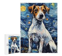 Puzzles pour Adultes500 PCS Jack Russell Terrier Night Puzzles pour Adultes - Décoration Murale - Défi Difficile - Cadeaux Uniques d'anniversaire Et De Noël 500 PCS