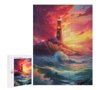 Puzzles pour Adultes500 PCS Lighthouse Ocean Sunset Puzzles pour Adultes Cadeau d'anniversaire Difficile Et Stimulant Cadeaux d'anniversaire Uniques 500 PCS