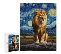 Puzzles pour Adultes500 PCS Lion in Starry Night Style Puzzles pour Adultes - Décoration Murale - Défi Difficile - Cadeaux Uniques d'anniversaire Et De Noël 500 PCS