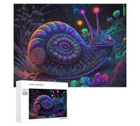 Puzzles pour Adultes500 PCS Magical Neon Snail in Fantasy Forest Puzzle Décoratif Mural - Niveau Difficile - Idéal comme Cadeau pour Toute La Famille 500 PCS