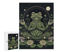 Puzzles pour Adultes500 PCS Meditating Frog Art Print Puzzles pour Adultes Cadeau d'anniversaire Difficile Et Stimulant Cadeaux d'anniversaire Uniques 500 PCS