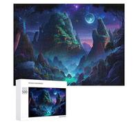 Puzzles pour Adultes500 PCS Mystical Night Landscape with Glowing Moon Puzzles pour Adultes - Décoration Murale - Loisirs À La Maison - Activités Amusantes À Faire chez Soi 500 PCS