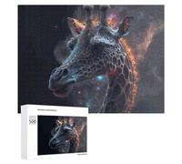 Puzzles pour Adultes500 PCS Neon Giraffe A Digital Art Masterpiece Puzzle Décoratif Mural - Niveau Difficile - Idéal comme Cadeau pour Toute La Famille 500 PCS