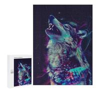 Puzzles pour Adultes500 PCS Neon Glitch Wolf Puzzles pour Adultes - Décoration Murale - Défi Difficile - Cadeaux Uniques d'anniversaire Et De Noël 500 PCS