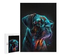 Puzzles pour Adultes500 PCS Neon Pug with Glasses Puzzle Décoratif Mural - Niveau Difficile - Idéal comme Cadeau pour Toute La Famille 500 PCS