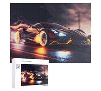 Puzzles pour Adultes500 PCS Neon Speed Future Racing Car Puzzle Décoratif Mural - Niveau Difficile - Idéal comme Cadeau pour Toute La Famille 500 PCS