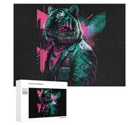 Puzzles pour Adultes500 PCS Neon Tiger Urban Jungle Vibe Puzzle Décoratif Mural - Niveau Difficile - Idéal comme Cadeau pour Toute La Famille 500 PCS