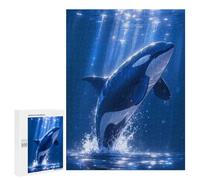 Puzzles pour Adultes500 PCS Orca Breaching in Blue Ocean Waters Puzzles pour Adultes Jeux De Société Cadeaux pour Femmes Cadeaux d'anniversaire Uniques 500 PCS