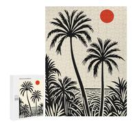 Puzzles pour Adultes500 PCS Palm Tree Sunset Silhouette Puzzles pour Adolescents Jeux Relaxants pour S'amuser en Famille Activités Amusantes À La Maison 500 PCS