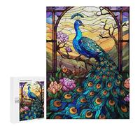 Puzzles pour Adultes500 PCS Peacock Stained Glass Puzzles pour Adolescents, Jeux Manuels, Cadeaux pour Femmes, Cadeaux d'anniversaire Uniques 500 PCS