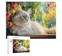 Puzzles pour Adultes500 PCS Ragdoll Cat by Window Puzzles pour Adolescents, Jeux Manuels, Cadeaux pour Femmes, Cadeaux d'anniversaire Uniques 500 PCS
