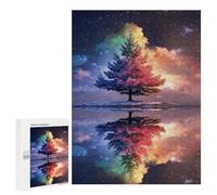 Puzzles pour Adultes500 PCS Rainbow Tree Reflection Night Sky Puzzles pour Adultes Cadeau d'anniversaire Difficile Et Stimulant Cadeaux d'anniversaire Uniques 500 PCS