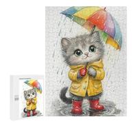 Puzzles pour Adultes500 PCS Rainy Day Kitten-17 Puzzles pour Adolescents pour S'amuser en Famille Difficile Et Stimulant Un pour Les Jeux 500 PCS