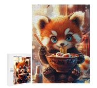 Puzzles pour Adultes500 PCS Red Panda Eating Ramen Puzzles pour Adultes - Décoration Murale - Défi Difficile - Cadeaux Uniques d'anniversaire Et De Noël 500 PCS