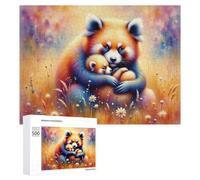 Puzzles pour Adultes500 PCS Red Panda Family in Flowers Puzzle Décoratif Mural - Niveau Difficile - Idéal comme Cadeau pour Toute La Famille 500 PCS